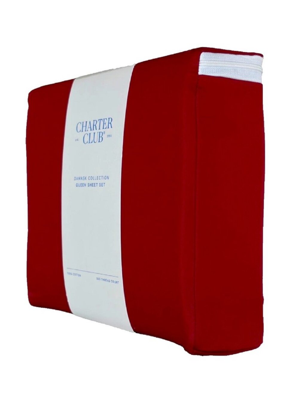 new RED CURRANT Charter Club Damask Solid 550 TC 100% Cotton QUEEN Sheet Set